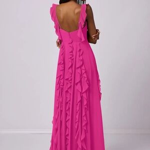 Azazie & Barbie Asymmetrical Barbie PINK  Ruffle Dress